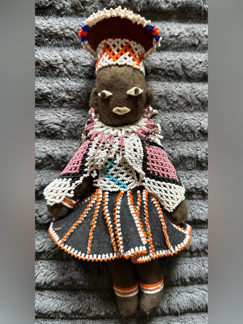 Vintage hand-made African doll with beadwork